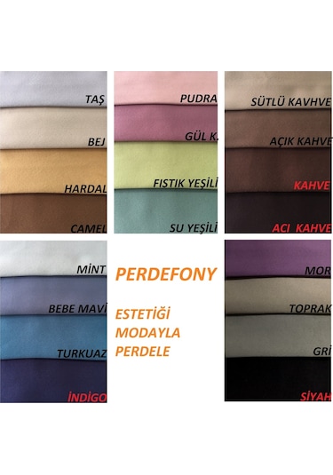 Perdefony 20 Renk Blackout Karartma Perde Fon Perde