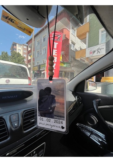 Kişiye Özel Seni Seviyorum Yazılı Fotoğraflı Araç Oto Dikiz Aynası Süsü, Hediyelik , Kokusuzdur