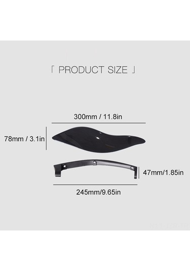 Geeroyoo Harley Davidson İçin Abs Malzeme Siyah Yan Kanatlık Kit - 300x78mm