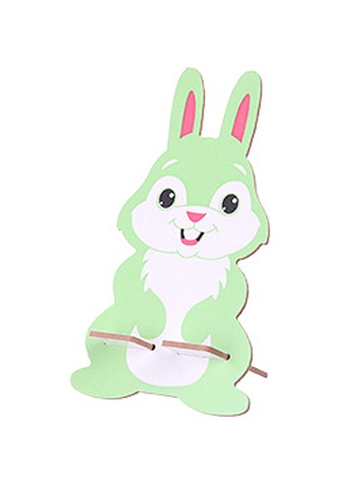 Tenfowee Sevimli Tavşan Desenli Ahşap Telefon Ve Tablet Standı - Yeşil Renk