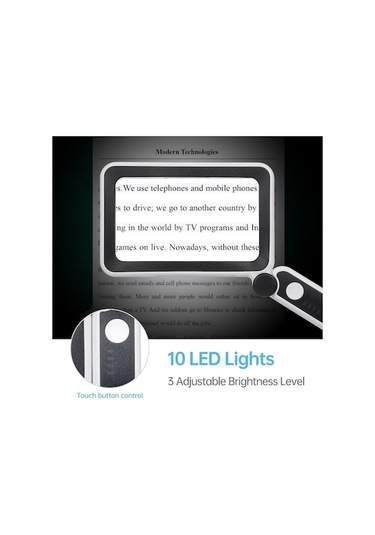 Trendooze 4x Büyütmeli Taşınabilir Led Büyüteç, Kitap Ve Gazete Okumalara Mükemmel Çok Renkli