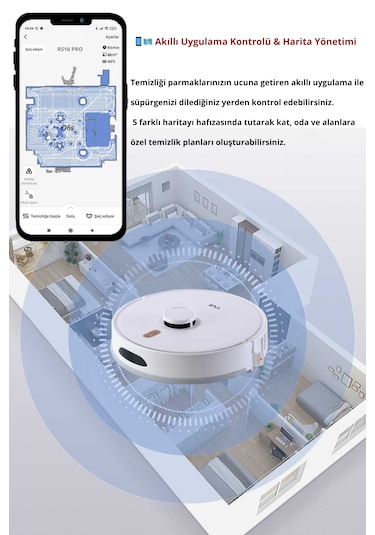 Yui RS16 Pro Akıllı Robot Vacuum & Mop Süpürge