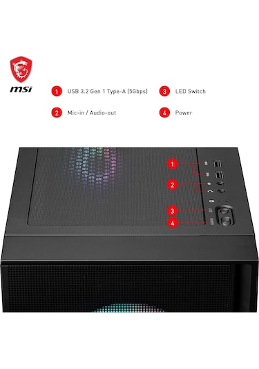 MSI DFS Gaming Mıya R7-7700X 32 GB 1 TB M.2 SSD 12 GB RTX5070 Dos Masaüstü Oyuncu Bilgisayarı