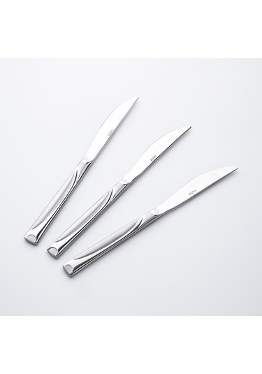 Nehir 12 Adet Fiesta Saten Pasta Bıçak 304 Kalite 10 mm Gümüş
