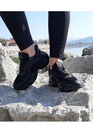 Dunlop 2323 Siyah Renk Fuspetli Kalın Taban Spor Ayakkabı AYKSAYAK-000502