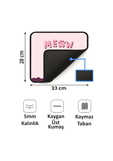 Meow Tatlış Kedi Tasarımlı 33x28 Cm Mousepad Kaymaz Taban Rahat Konforlu Mouse Pad