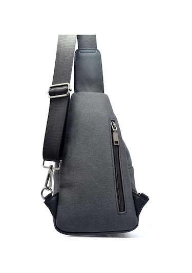 Erkek Siyah Kanvas Çapraz Askılı Omuz Çantası Siyah