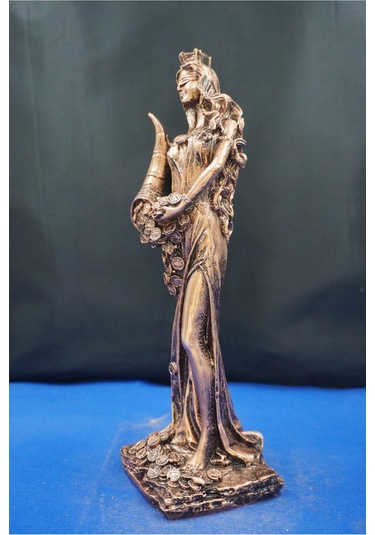 Fortuna Bereket Tanrıçası Heykeli - 28 Cm Mitolojik Biblo Hediyelik Eşya Ev Dekor Bakır