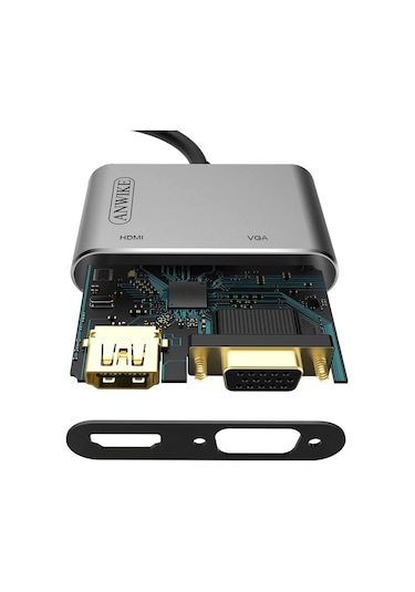 Usb 3.1 Type-C To 4K Hdmi + Vga Çevirici Adaptör Kablo Apple Uyumlu MacBook