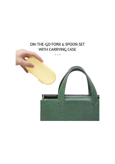 Bebek Kaşık Ve Çatal Seti, Taşıma Çantası İle Kendin Yiyen Aletler, Sevimli Silikon Karikatür Saplı Paslanmaz Çelik Sofra Takımı Pembe