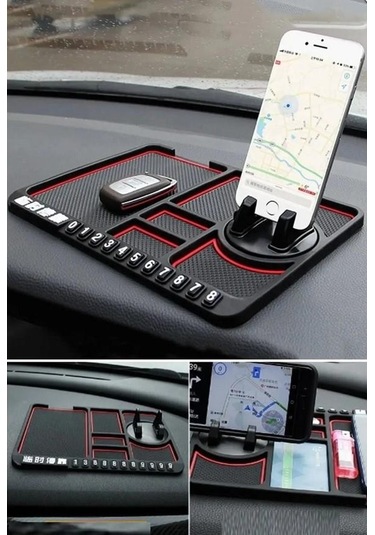 Zhltools Pratik Torpido Üstü Numaratörlü Telefon Tutucu Kaydırmaz Mat Siyah