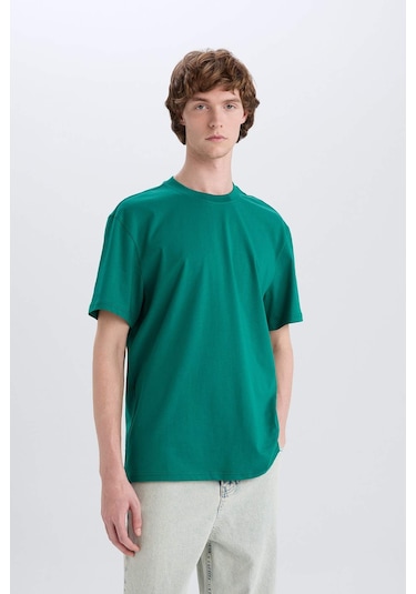 DeFacto %100 Pamuk New Regular Fit Bisiklet Yaka Basic Düz Kısa Kollu Tişört V7699AZ25SPGN1041