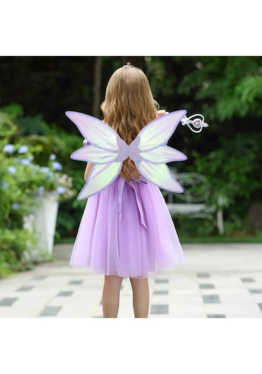 Tatil Partisi Cosplay Giydirme 6 Parça Renkli Kanatlar 2 Parça Set-mor