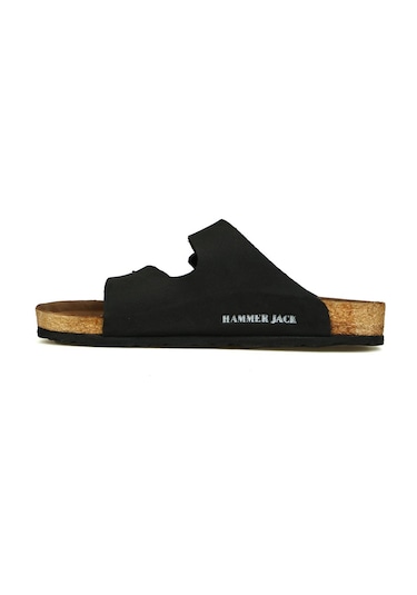 Hammer Jack Orthopedix Haru Çift Bantlı Tokalı Rahat Unisex Terlik 503 01 Siyah