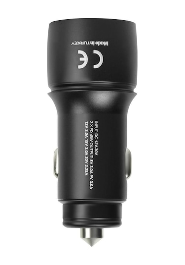 Powerway 45w Çift Type C Girişli Pd Ultra Hızlı Araç Şarj Aleti Cc45