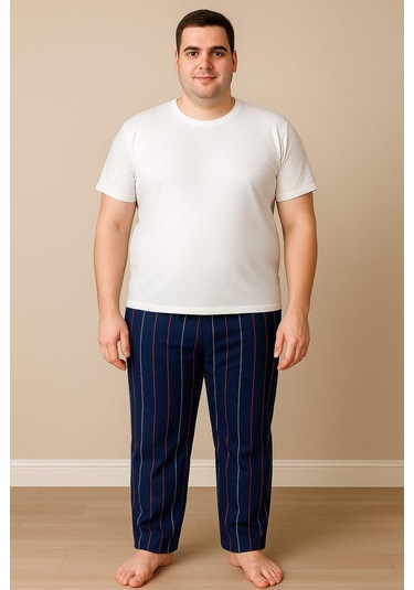 Erkek Büyük Beden % 100 Pamuk Cepli Tek Alt Lacivert Lacivert