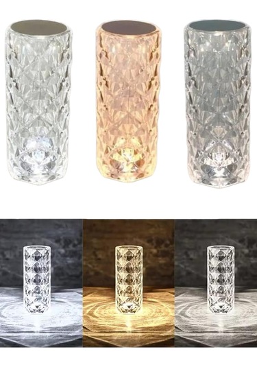 Masa Ve Gece Lambası Şık Ve Dayanıklı Sensörlü Şarjlı Kristal Lamba Çok Renkli