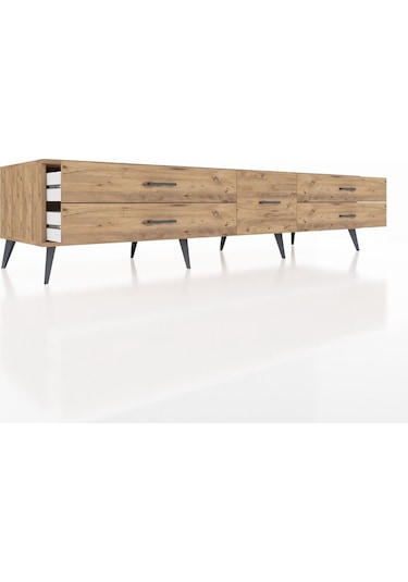 Kronos Tv Ünitesi 5 Çekmeceli 220x59x51 Çam-çam Atlas Çam/atlas Çam - Atlas Çam