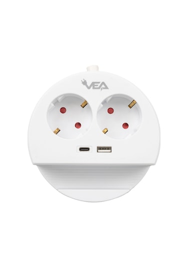 Vea VE-G1102C 2li Usb + Type-c Girişli Telefon Standlı 1.5 Metre Grup Priz
