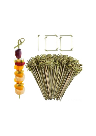 Xindoker 200 Adet Doğal Bambu Kokteyl Çubuğu - 12 Cm Meyve Ve İçecek Süsleme İçin Mavi Çiçek Salkımı Diğer