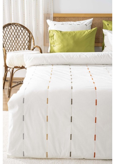 Victoria Yeşil Çift Kişilik Nakışlı %100 Pamuklu Nevresim Takımı 6 Parça Çeyiz Seti