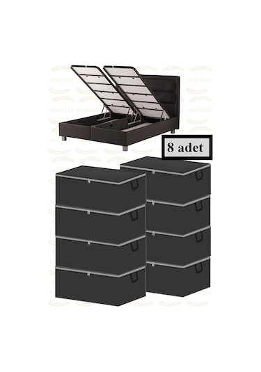 Adarya Home Baza Altı Çekyat Tipi Hurç 8 Adet 60 x 40 x 22 Gri