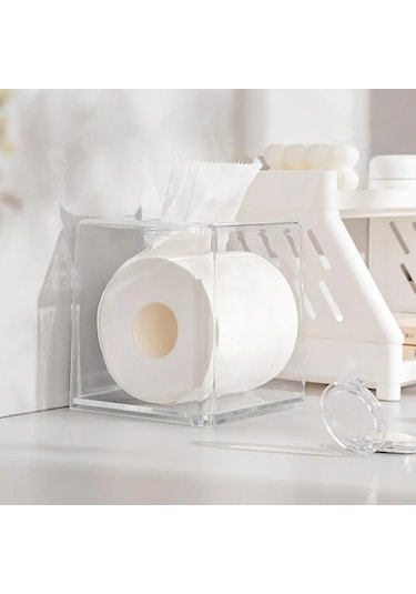 12cm X 12cm X 13.5cm-nordic Şeffaf Akrilik Doku Kutusu Kağıt Peçete Konteyner Organizerev Oturma Odası Banyo Yüz Havlusu Saklama Kutusu Doku Kutusu