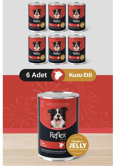 Reflex Plus Parça Kuzu Etli Köpek Konservesi 6x400 Gr