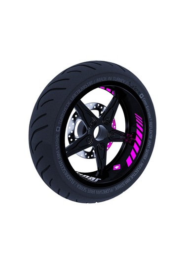 Moto Rider 4'lü Sticker Seti Gül Pembesi İç Dış Jant Şeridi Kask Ve Çamurluk Çınar Extreme
