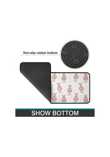 Noel Desenli 2'li Mutfak Matı, Anti-yorgunluk, Yastıklı Ve Kaymaz, Mutfak Ve Ofis İçin Noel Geyik Ayısı