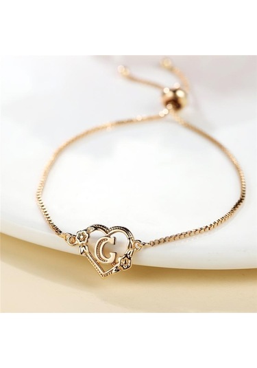 Klasik 26 İlk Harfler Bilezik Kadınlar İçin Moda Altın Renk Kalp Mektup Zincir Bilezik Takı Hediye G Altın