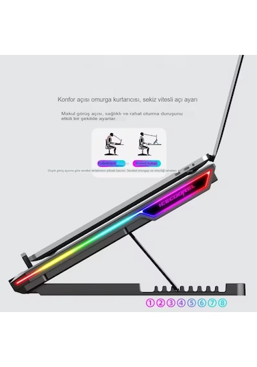 6 Fanlı Laptop Notebook Soğutucu Ledli 2 Usb Led Işıklı Dizüstü B