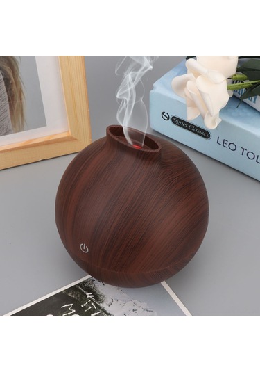 Springsun Ev Ve Ofis İçin 130ml Usb Nemlendirici, 7 Renkli Led Işığı, Sessiz Çalışma, Kuru Yakma Koruması, Derin Ahşap Desenli