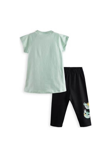 Denokids Puanlı Kaplan Kız Çocuk T-shirt Tayt Takım Renkli Çok Renkli