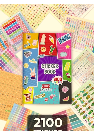 Sticker Book 2100 Adet Renkli Etiket Bang