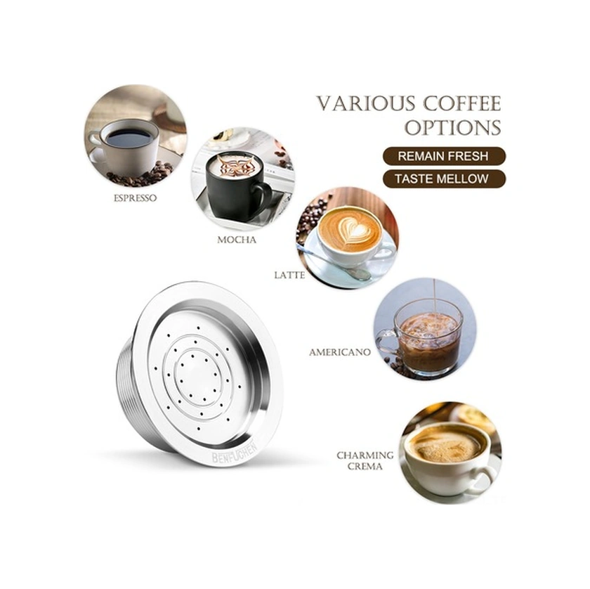 Fortunelane Genelgeçer Paslanmaz Çelik Lavazza Mıo Kapsülü - Pratik Yeniden Kullanılabilir Çözüm, Gümüş Gümüş