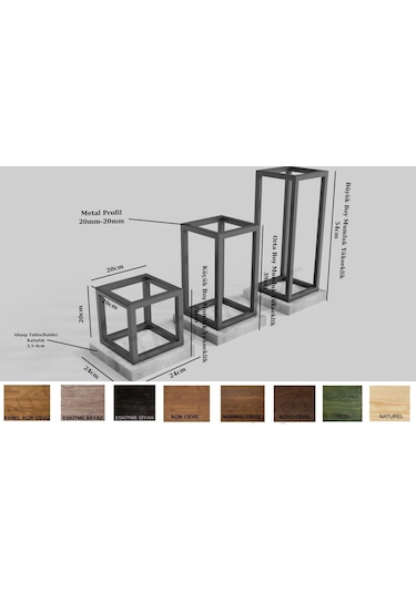 Ntconcept Mina Doğal Ahşap 3 Lü Set Hilton Açık Ceviz