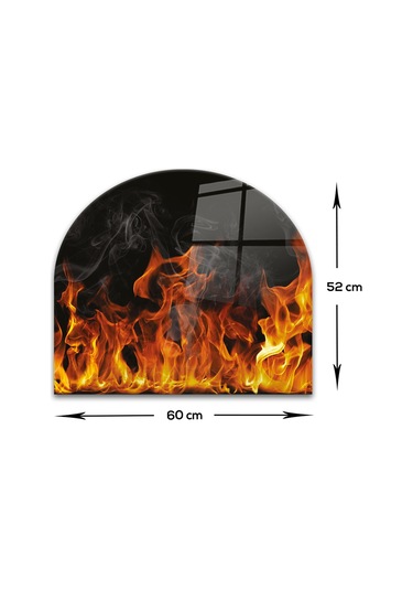 Decorita Cam Ocak Arkası Koruyucu | Oval Şekilli | Alev Görünümlü