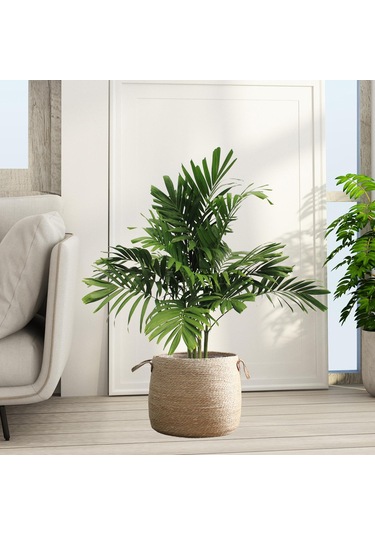 Suntek Dokuma Bitki Sepeti Çamaşır Torbası Dekorasyon L