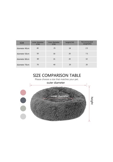 Moveevo Kediler Ve Küçük Köpekler İçin Yumuşak Peluş Yuvarlak Evcil Hayvan Yatağı
