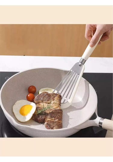 Stil'nyj İ Udobnyj Dom Çatal Silikon Ve Çelikten Yapılmış Mutfak Spatulası, Çiziklerden Koruma 175162415 Beyaz