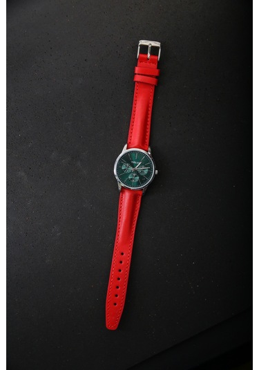 Hakiki Deri 18mm Akıllı Pimli Saat Kordonu Kırmızı