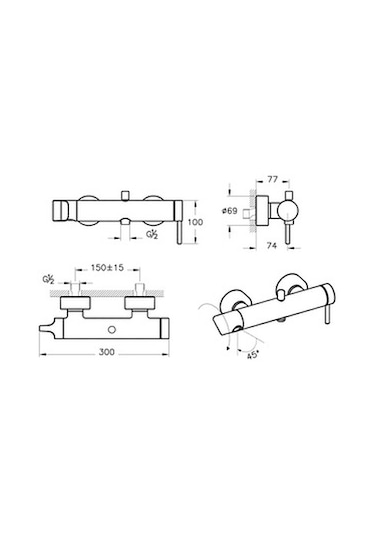 VitrA Origin Banyo Bataryası Krom A42619 Krom