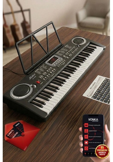 Midex PS-1500BK Başlangıç İçin 61 Tuşlu Org Notalık ve Adaptörlü