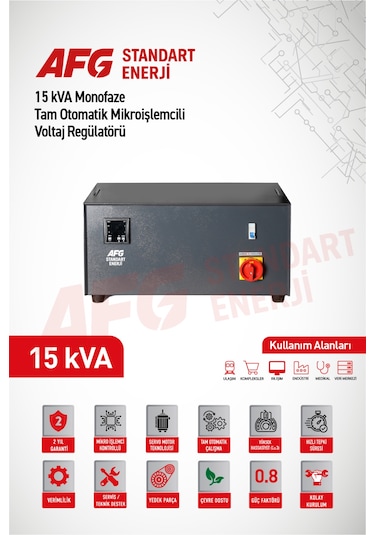 15 Kva Monofaze Tam Otomatik Mikroişlemcili Voltaj Regülatörü