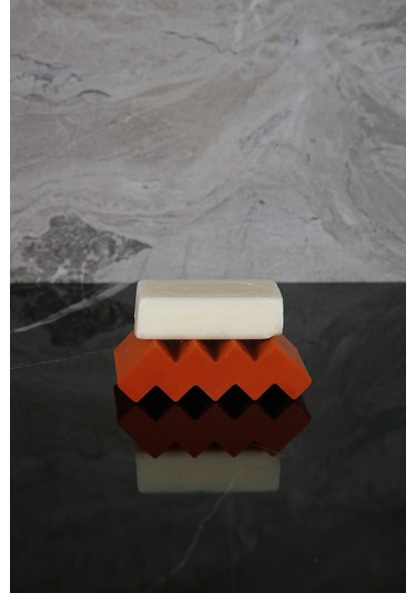 Betonmall 4 Parça Mermer Desenli Beton Banyo Seti Katı Sıvı Sabunluk Diş Fırçalık Tepsi - Terracota Terracota