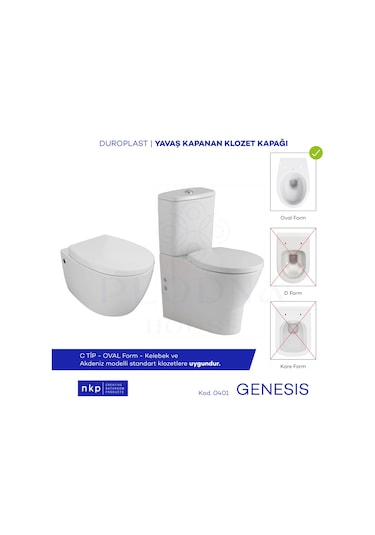 Genesis C Tip Oval Form Duroplast Yavaş Kapanan Klozet Kapağı