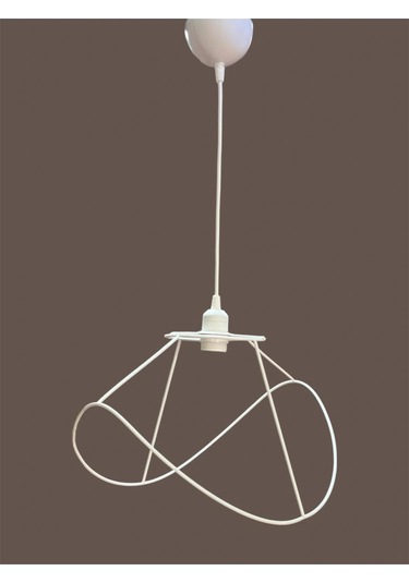 Yaprak Avize Teli , İskeleti Orta Boy 44x31 Cm Beyaz Statik Boyalı Duy Takımı Dahil Beyaz