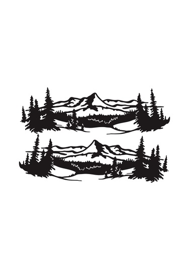 Ranyeek D-957 Pvc Araba Stickerleri, Dağ-ağaç Desenli Siyah Vinyil, Karbonlu Kaplama, 150x50cm 2 Adet, Kolay Kurulum-çıkarma