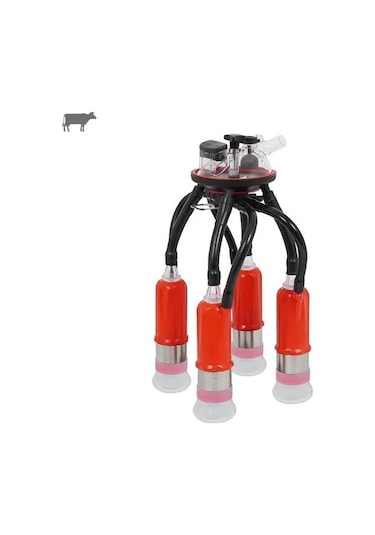 Melasty Süt Sağma Makinesi 240 Cc Sağım Demeti Kırmızı Kılıf/algan Ø24 Kısa Meme Lastiği-silikon -2690